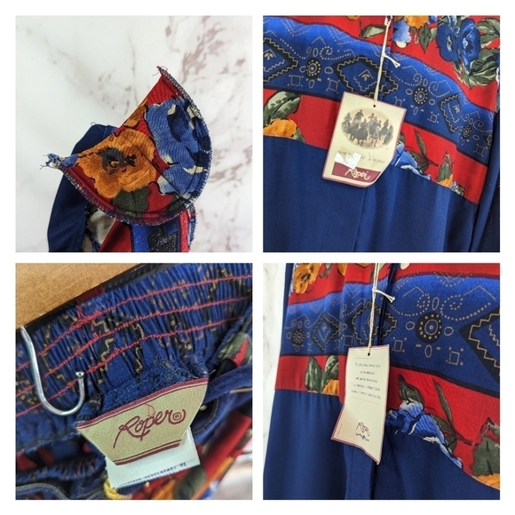 Vintage Roper Skirt Set Womens Large Button Midi Maxi Prairie Floral Western - Picture 15 of 16